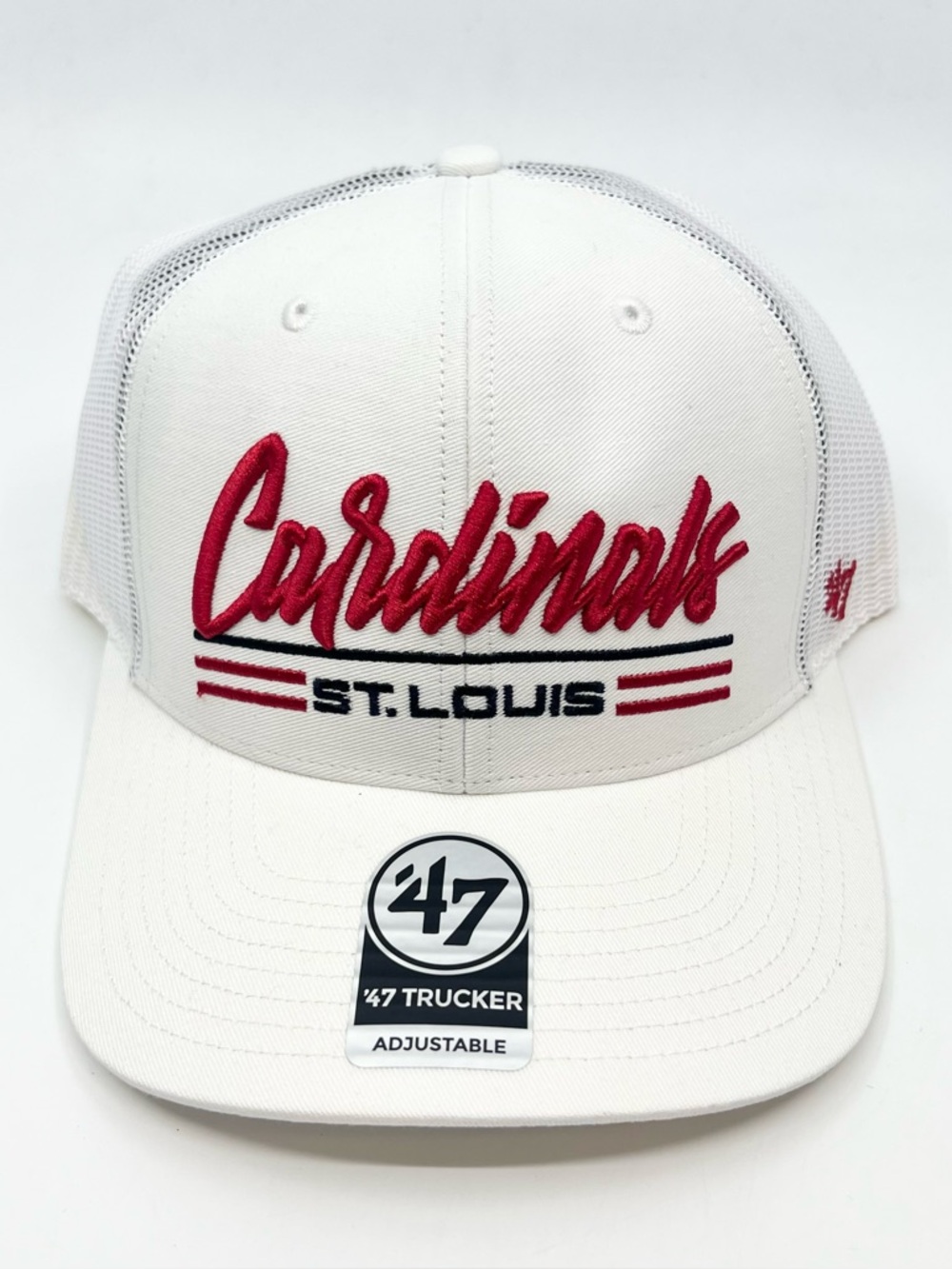 St. Louis Cardinals 47 Brand Hat Mens White Trucker Snapback White Mesh - *NEW*